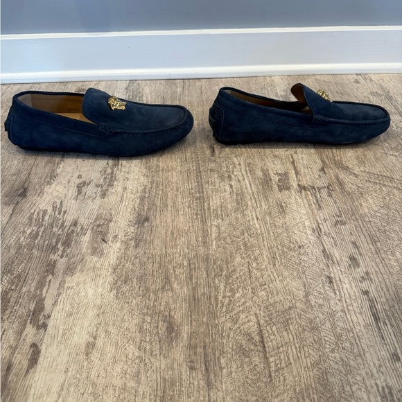 Versace Medusa Blue and Gold Slip-On Driving Loafers NEW - Picture 9 of 11